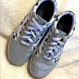 Glittery checkboard vans